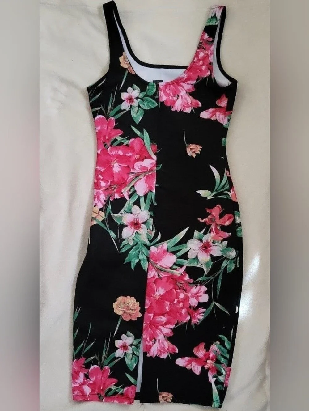 Bodycon Fitted Midi Floral Dress Medium